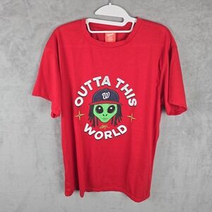 Washington Nationals Outta This World Alien‎ Red Graphic T-Shirt Mens Large L